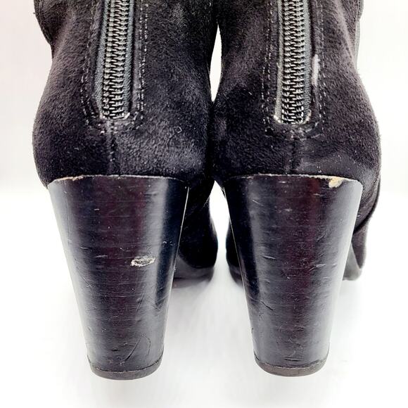Dilba Black Faux Suede Block Heel Zip Up Ankle Booties Women's Size 6.5 - Picture 9 of 13